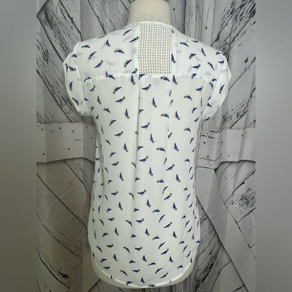 Daniel Rainn Bird Print Blouse S - Picture 2 of 6